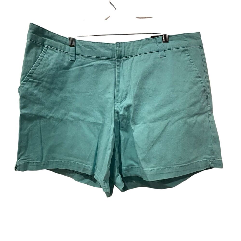 Lane Bryant Shorts Size 20 Khaki Turquoise Blue Flat Front Brand New Cotton
